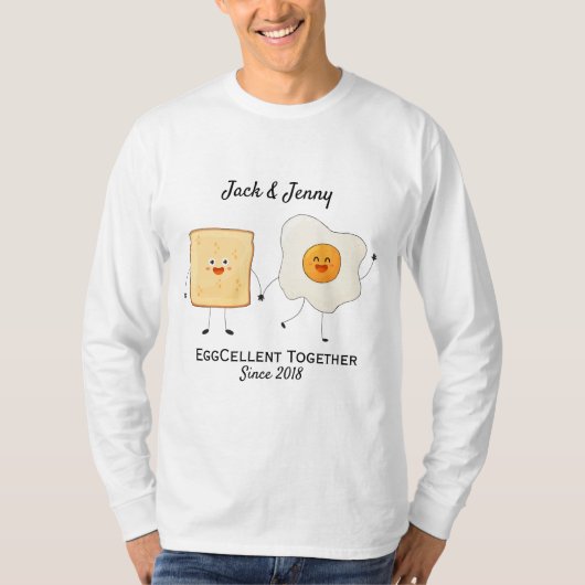 Cute Funny Happy Toast Eggcelent Samen T-shirt (Voorkant)