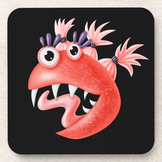 Cute Funny Hilarious Weird Monster Bier Onderzetter (Voorkant)