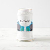 Cute funny hippopotamus with bird cartoon bierpul (Center)