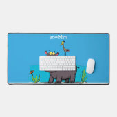Cute funny hippopotamus with bird cartoon bureaumat (Keyboard & Muis)