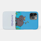 Cute funny hippopotamus with bird cartoon Case-Mate iPhone case (Achterkant (horizontaal))
