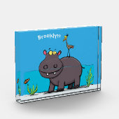 Cute funny hippopotamus with bird cartoon fotoblokken (Links)