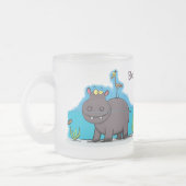 Cute funny hippopotamus with bird cartoon matglas koffiemok (Links)