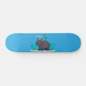 Cute funny hippopotamus with bird cartoon persoonlijk skateboard (Horizontaal)