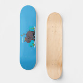 Cute funny hippopotamus with bird cartoon persoonlijk skateboard (Voorkant)