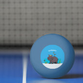 Cute funny hippopotamus with bird cartoon pingpongbal (Net)