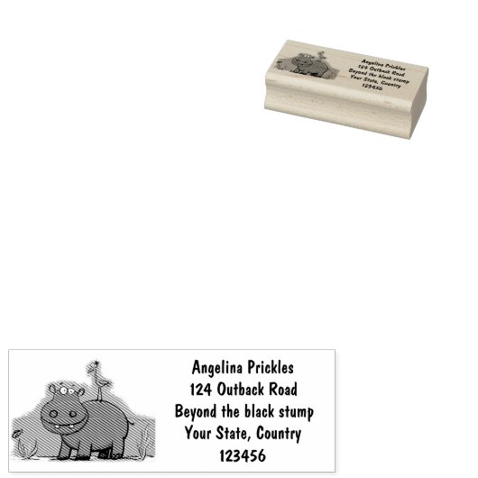 Cute funny hippopotamus with bird cartoon rubberstempel (Gestempeld)
