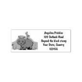 Cute funny hippopotamus with bird cartoon rubberstempel (Afrduk)