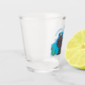 Cute funny hippopotamus with bird cartoon shot glas (Links)