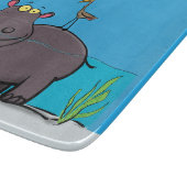 Cute funny hippopotamus with bird cartoon snijplank (Hoek)