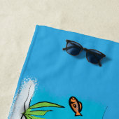 Cute funny hippopotamus with bird cartoon strandlaken (In situ)