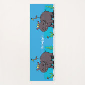 Cute funny hippopotamus with bird cartoon yogamat (Voorkant)