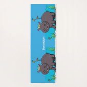 Cute funny hippopotamus with bird cartoon yogamat (Achterkant)