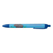 Cute funny hippopotamus with bird cartoon zwarte inkt pen (Bodem)