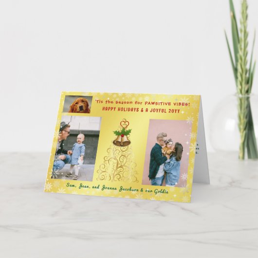 Cute Funny Hond Kat Vrolijke Feestdagen 3 Foto's G (Voorkant)