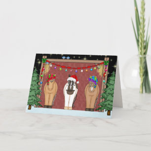Cute Funny Horses Kerstvakantie Feestdagen Kaart