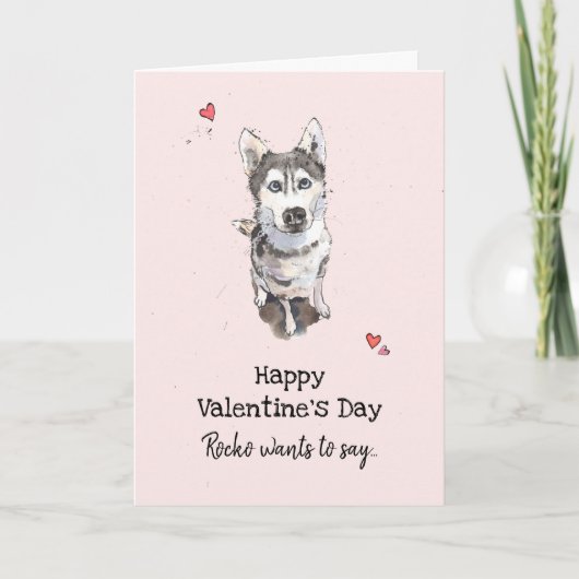 Cute & Funny Husky Valentijn's day Greetings Card Kaart (Voorkant)
