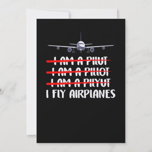 Cute & Funny I Fly Airplanes Pilot Joke Kaart (Voorkant)