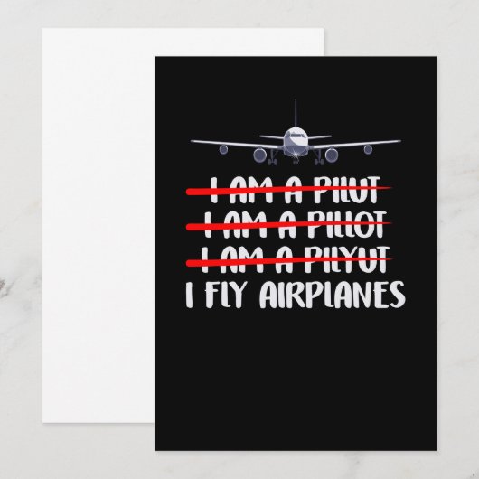 Cute & Funny I Fly Airplanes Pilot Joke Kaart (Voorkant / Achterkant)