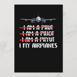 Cute & Funny I Fly Airplanes Pilot Joke Kaart