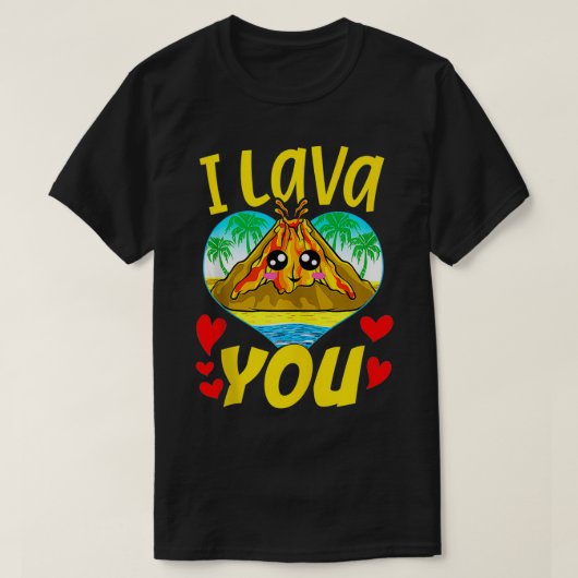Cute & Funny I Lava You Volcano Valentijnsdag Pu T-shirt (Design voorkant)