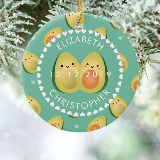 Cute Funny Ik hou van je Avocado Couple Jubileum Keramisch Ornament