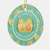 Cute Funny Ik hou van je Avocado Couple Jubileum Keramisch Ornament (Links)
