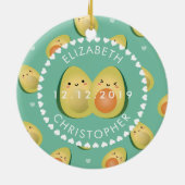 Cute Funny Ik hou van je Avocado Couple Jubileum Keramisch Ornament (Achterkant)