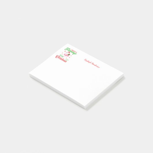 Cute Funny Ik wil een Flamingo voor Kerstmis. | Post-it® Notes (Schuin)