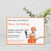 Cute Funny |Jongens Foto uitnodiging op zaterdag (Staand voorkant)