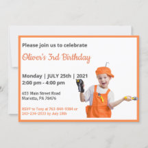 Cute Funny |Jongens Foto uitnodiging op zaterdag