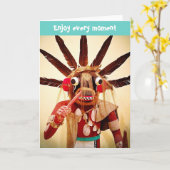 Cute Funny Kachina Face Foto geniet van elk moment Kaart (Gele Bloem)