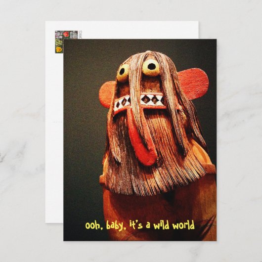 Cute Funny Kachina Face Het is een Wild World Quot Briefkaart (Voorkant / Achterkant)