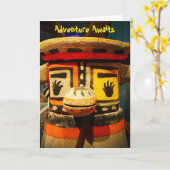 Cute Funny Kachina Face Photo Adventure wacht Kaart (Gele Bloem)