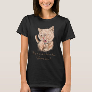 Cute Funny Kat Cartoon Tekening - Jouw tekst toevo T-shirt