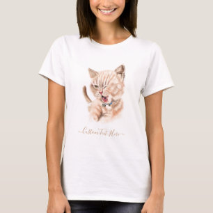 Cute Funny Kat Cartoon Tekening - Jouw tekst toevo T-shirt