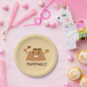 Cute Funny Kawaii Chocolate PUDDING!!!! Papieren Bordje (Feest)