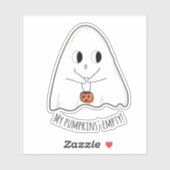 Cute Funny Kawaii Halloween Ghost Custom Cut Vinyl Sticker (Vel)
