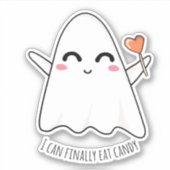Cute Funny Kawaii Halloween Girl Ghost Sticker (Voorkant)