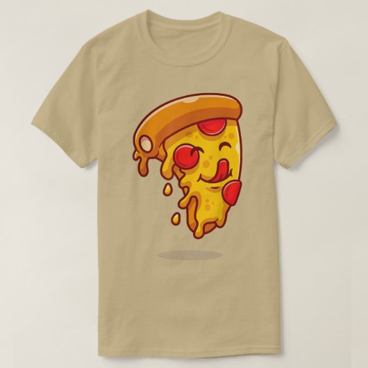 Cute Funny Kawaii Pepperoni Pizza Slice Anime Mang T-shirt (Design voorkant)