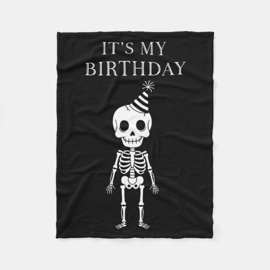 Cute Funny Kawaii Skeleton Birthday Skull Happy Wo Fleece Deken (Voorkant)