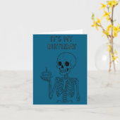 Cute Funny Kawaii Skeleton Birthday Skull Happy Wo Kaart (Gele Bloem)