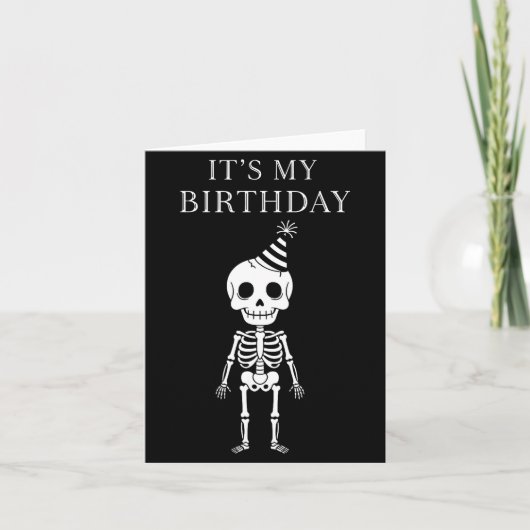 Cute Funny Kawaii Skeleton Birthday Skull Happy Wo Kaart (Voorkant)