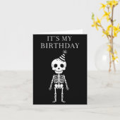 Cute Funny Kawaii Skeleton Birthday Skull Happy Wo Kaart (Gele Bloem)