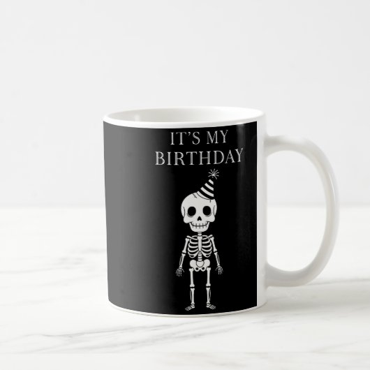 Cute Funny Kawaii Skeleton Birthday Skull Happy Wo Koffiemok (Rechts)