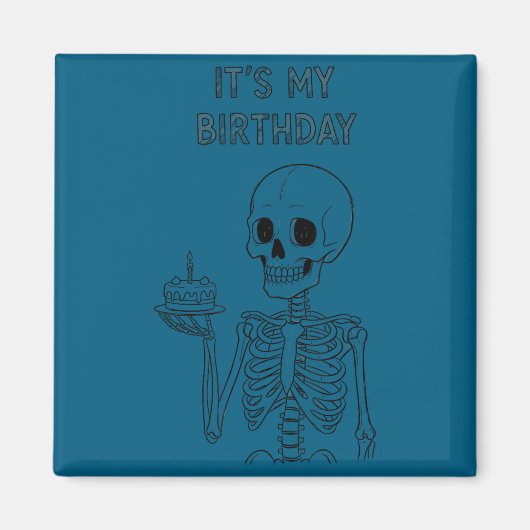 Cute Funny Kawaii Skeleton Birthday Skull Happy Wo Magneet (Voorkant)