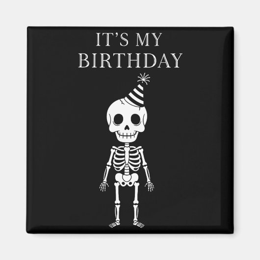 Cute Funny Kawaii Skeleton Birthday Skull Happy Wo Magneet (Voorkant)