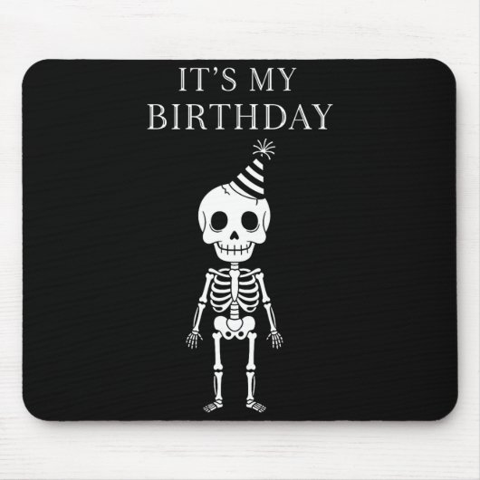 Cute Funny Kawaii Skeleton Birthday Skull Happy Wo Muismat (Voorkant)