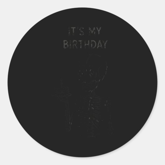 Cute Funny Kawaii Skeleton Birthday Skull Happy Wo Ronde Sticker (Voorkant)