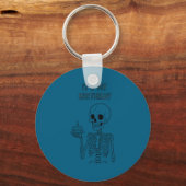 Cute Funny Kawaii Skeleton Birthday Skull Happy Wo Sleutelhanger (Voorkant)